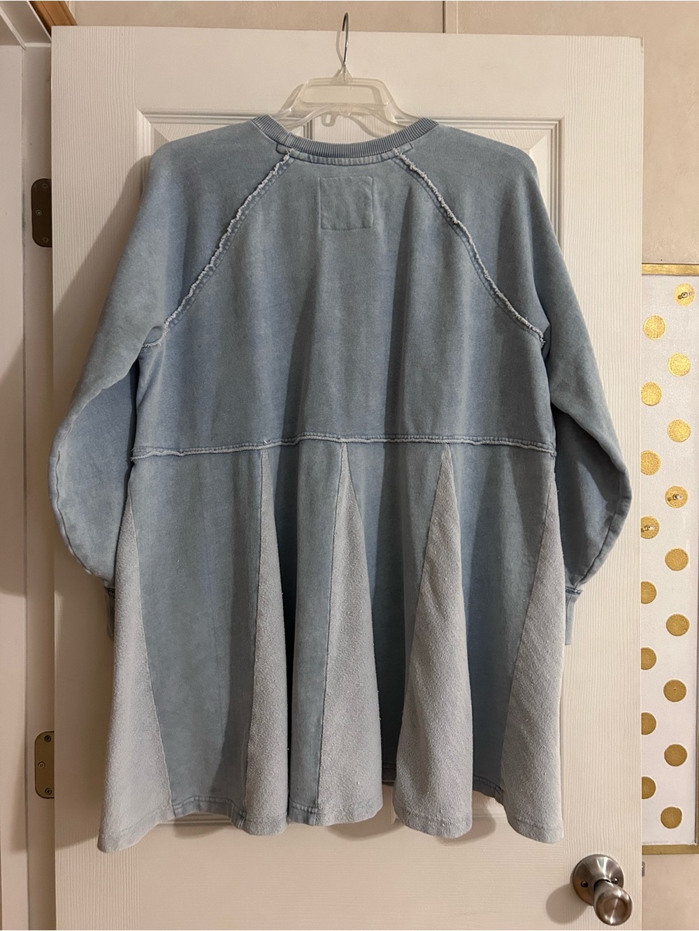 Light Blue Long Sleeve Sweatshirt Dress - Picture 3 of 3